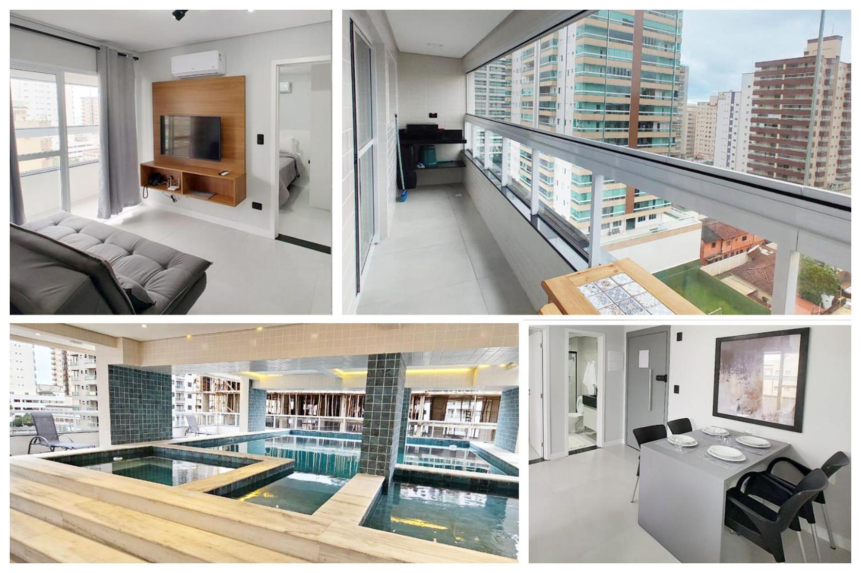 Apto Com Lazer Completo, Piscina, Ar, Mercadinho E Pet Friendly A 1 Min Da Praia برايا جراندي المظهر الخارجي الصورة